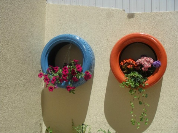 flower pot itself build old tires original decorative ideas