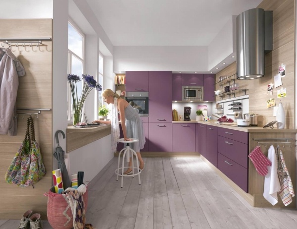  corner kitchen real wood Purple kitchen wall cabinets 