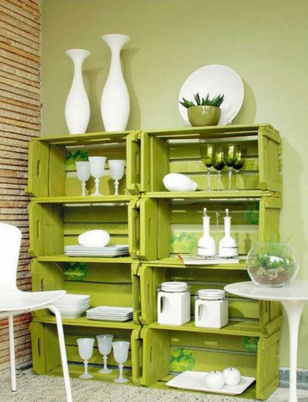 Wall shelf selbermachen Recycling Ideas green color