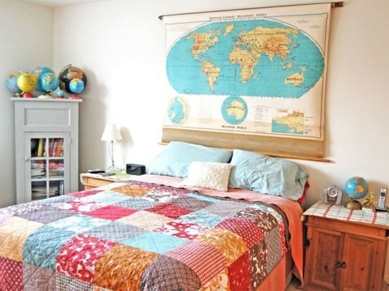 children's headboard geographical map means