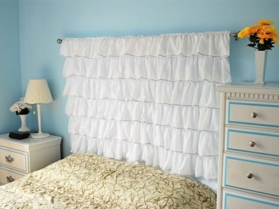 headboard curtains girl's bedroom ruffle