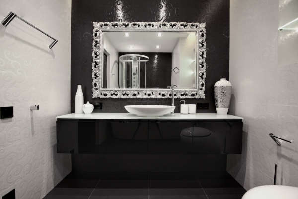  luxury bathroom black and white sink-cabinet design ideas 