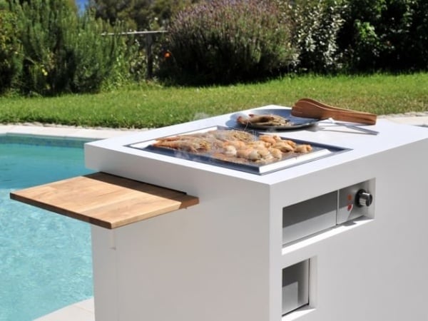 Mini Outdoor kitchen bbq pool asziehbares wooden board