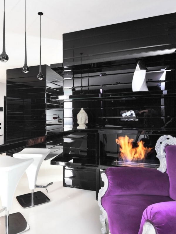  Project Begovaya modern living with colors black and white purple accents -Chair