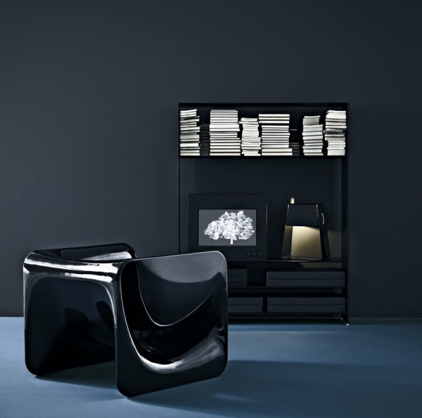 Black armchair living room furniture Kloe-Marco Acerbis Design