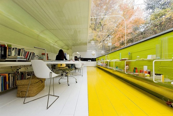 Selgas Cano with cool office design panoramic window yellow wall 