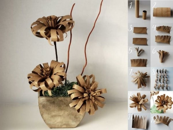 paper flowers fold toilets rolls selbermachen