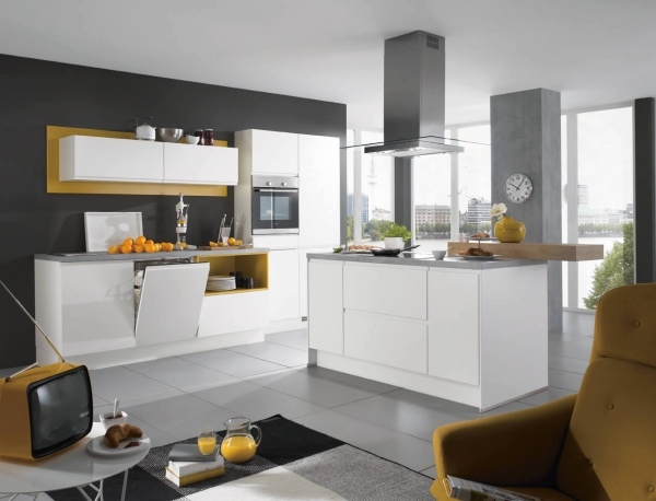  White Kitchen Yellow highlights design ideas Nobilia 
