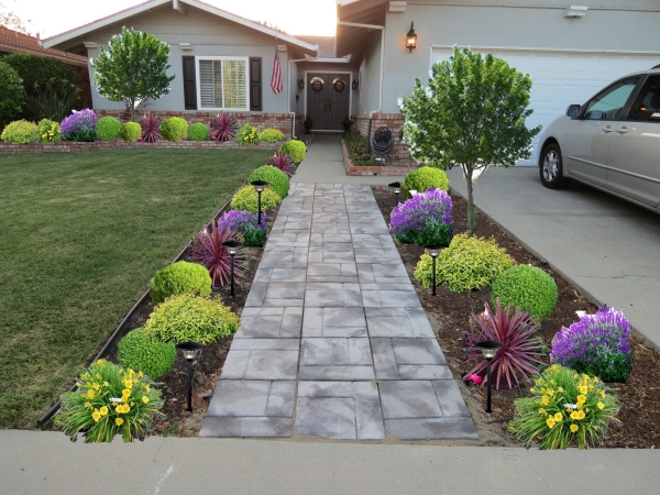 front yard for design driveway stone bush