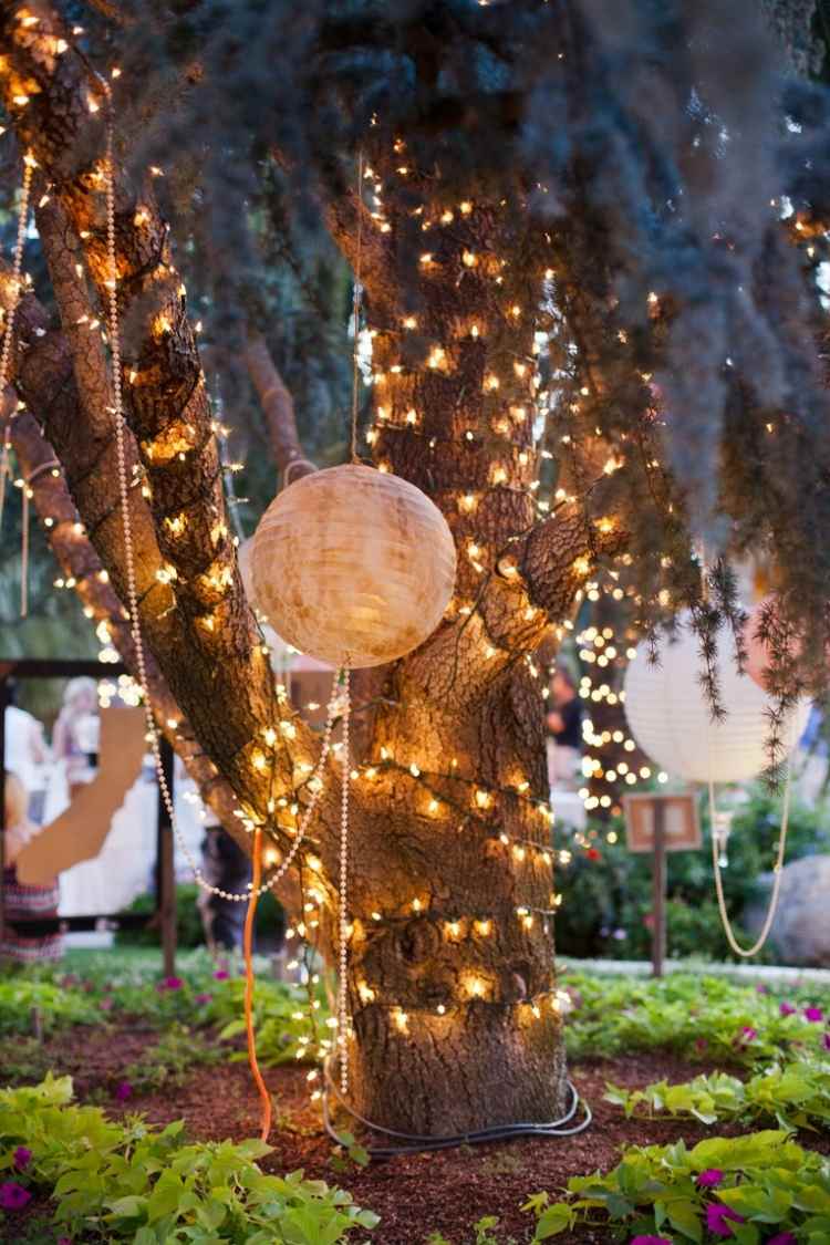 decorating ideas Garden party lights Tree wrapped