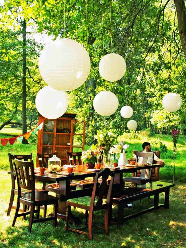 decorating ideas Garden Party White rice paper Lamp Baume