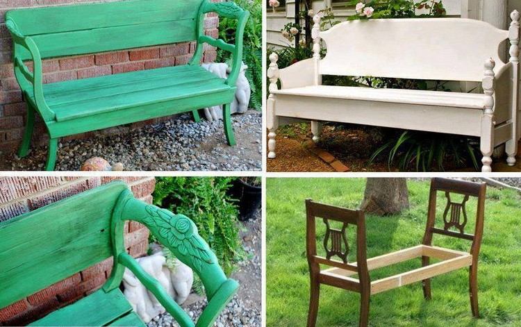 Garden bench build your own two-old-wood chairs