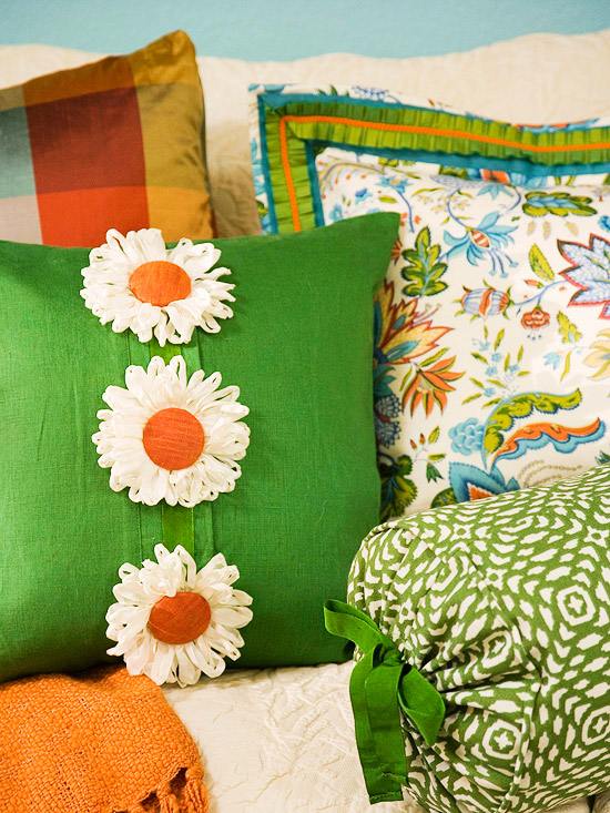 daisy design colorful ideas for decorative sofa cushion