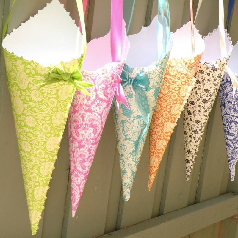 Wedding decoration ideas funnel huebsch paper pattern colorful vintage
