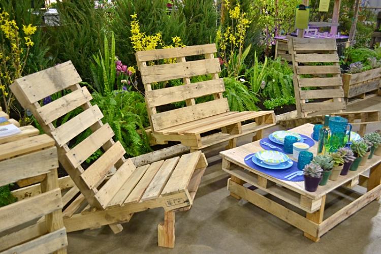 wooden euro pallets Garden furniture Garden Seat ways- table Flower Garden Party