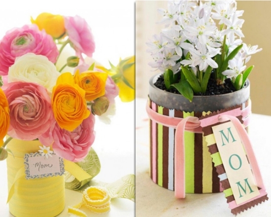 ideas for table decorations mothers flowerpot make itself