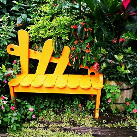 yellow garden bench build your own garden Trees