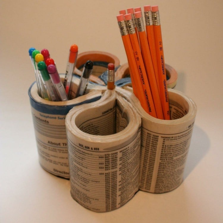 recycling ideas pencil holder books at desk accessory