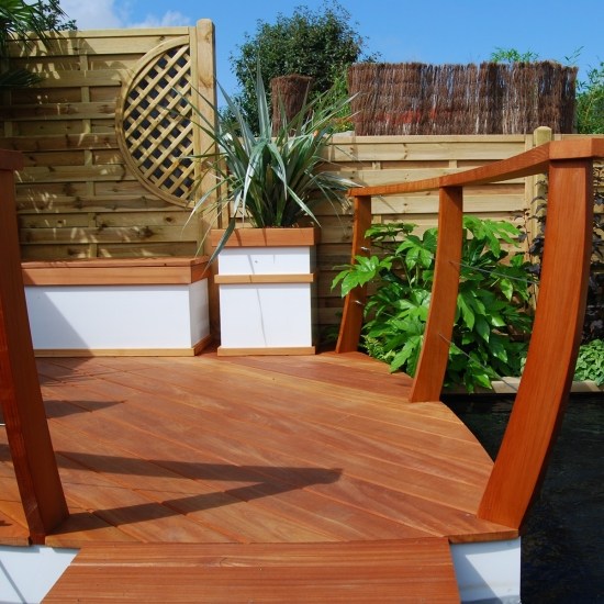 round design ideas for terrace bangkirai wood
