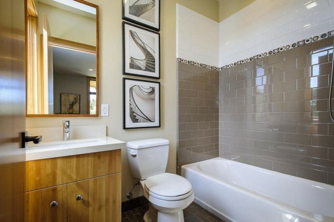  Bathroom set up color tiles brown white Wanddeko drawings 