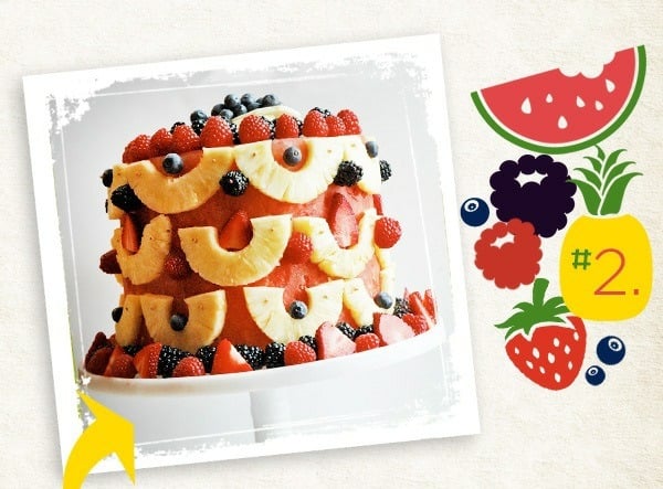 eating birthday cake for child's birthday fruit watermelon raspberries