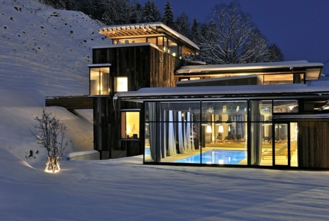  glass house pool design ideas wall winter 