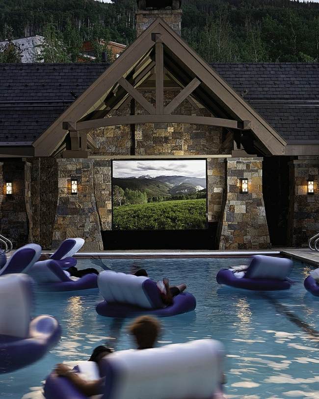 home theater pool Television cool idea Landscaping