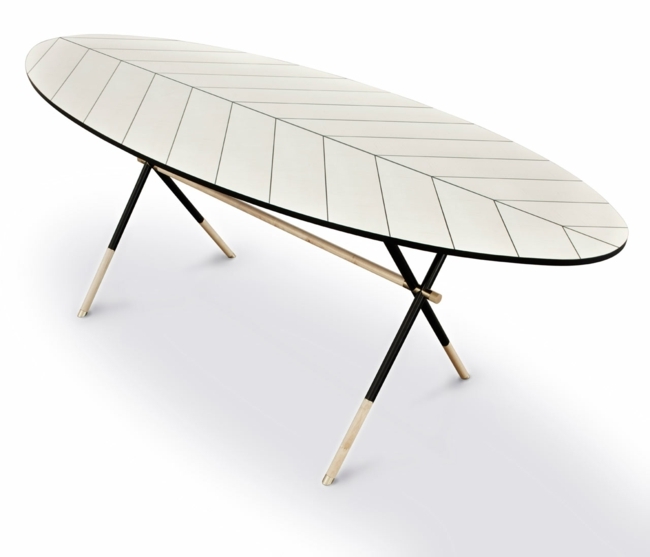 Table metal tree leaf modern design