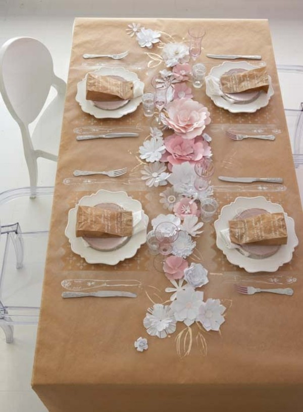 Tisch dekorieren Papier Blumenmuster Kindergeburtstag