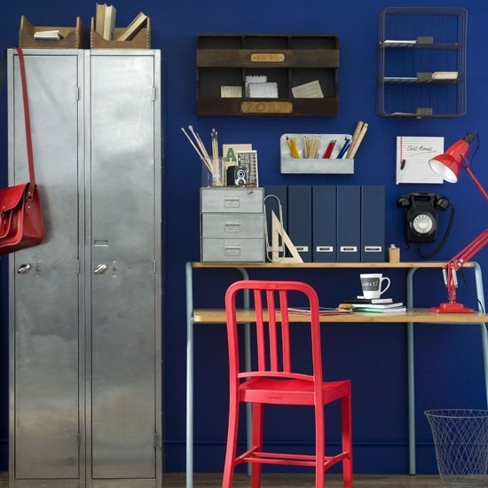 Living Home Office red metallic dark blue industrial-chic wardrobe