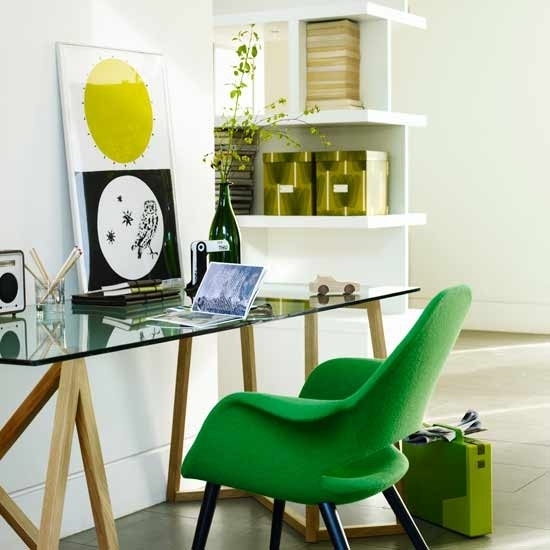  Living Home Office green retro modern chair 