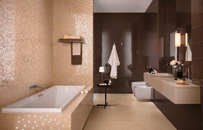 bad Atlas Concorde brown golden mosaic tiles Bath glossy