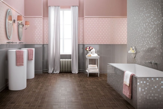 Bathroom design tiles Atlas Concorde feminine italy pink gray