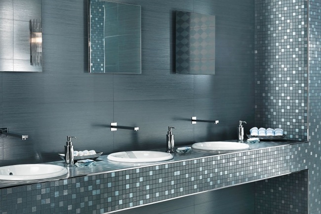 bathroom tile Atlas Concorde mosaic washbasins mirror effect