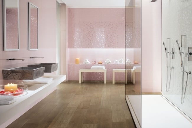 bathroom tile Atlas Concorde pink mosaic mirror effect cubed