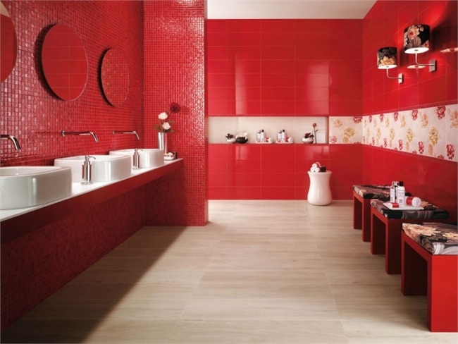 atlas bathroom tiles concorde red white mosaic floral motifs