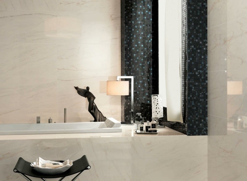 bathroom tile marble black mosaic gloss Bath