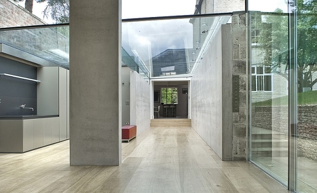 concrete walls glass roof Wooden floor of Dinesen