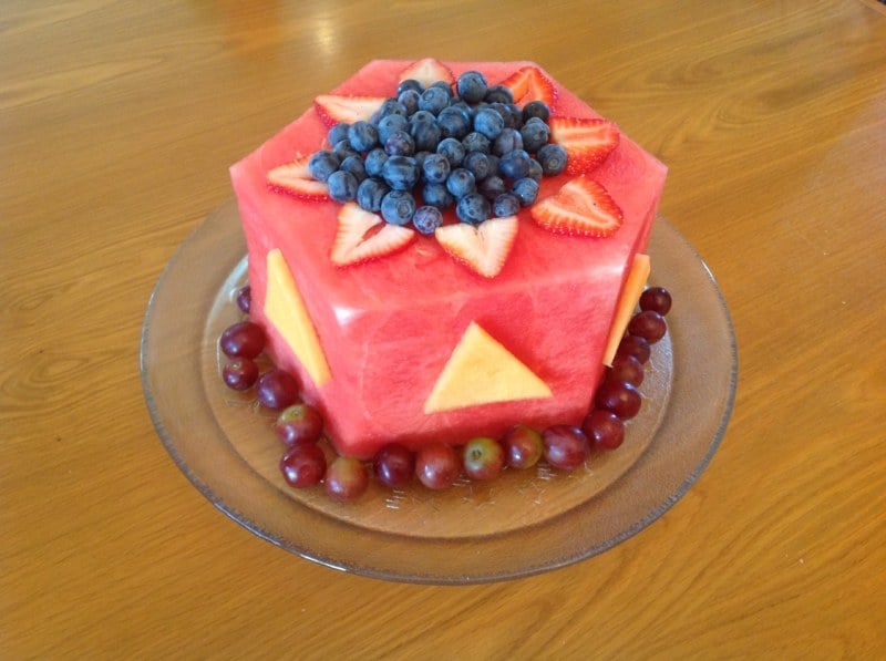 food for children birthday cake watermelon blueberries strawberries