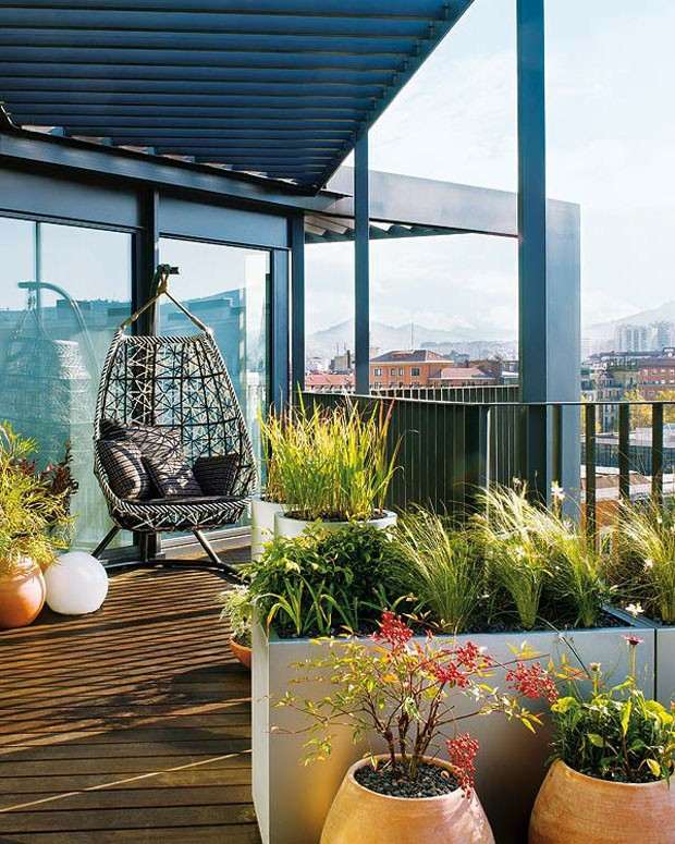 design ideas balcony townhouse hanging chair planter