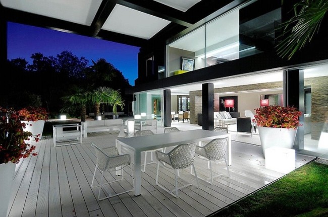 design ideas for terraces Canopy lighting dining