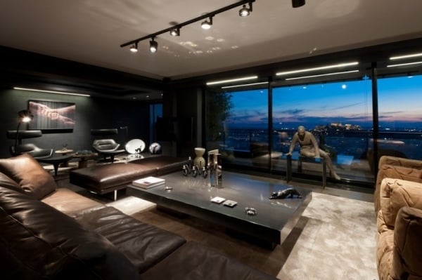Luxury apartment studio omerta Athens living area panoramic windows