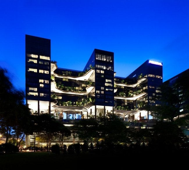 natural landscape reflect Parkroyal designer hotel in Singapore