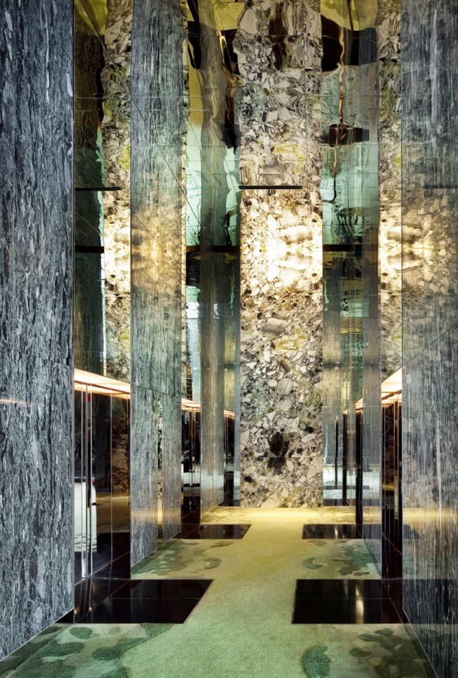 opulent wallcovering Parkroyal designer hotel in Singapore
