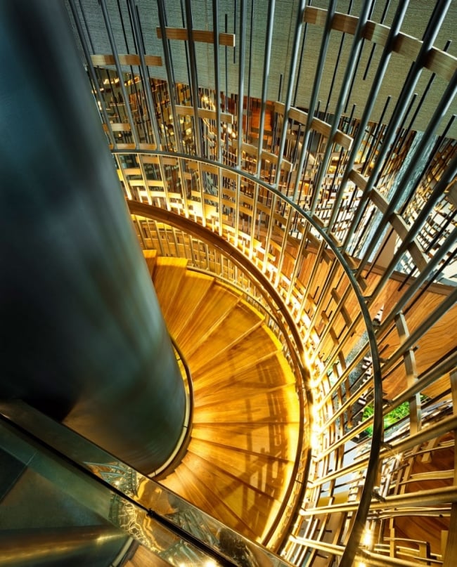 spiral stairs Parkroyal designer hotel in Singapore