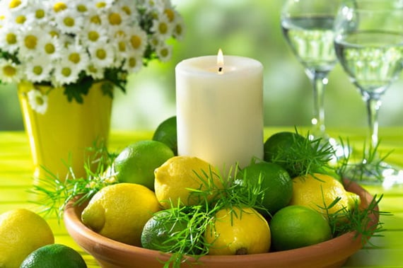 tischdeko summer lemons limes arrangement idea