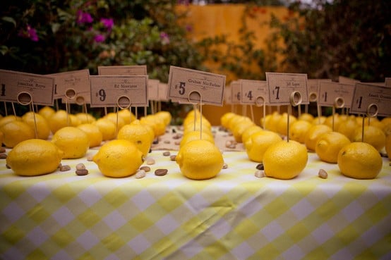 tischkarten name lemons deco idea wedding summer