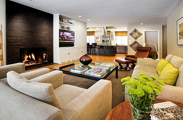 warm colors living room interior male and female