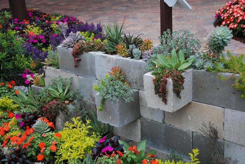 Pots-Yourself-concrete block Succulent