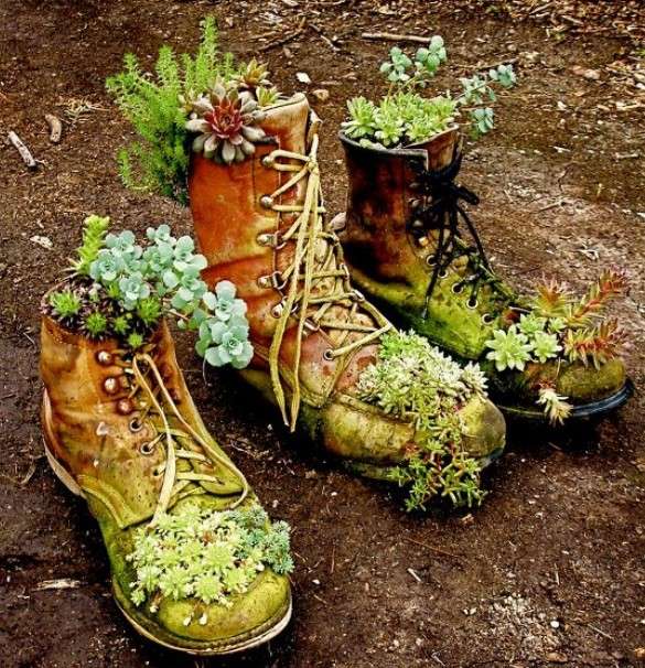 flower pots to make your own old boots gardening succulent